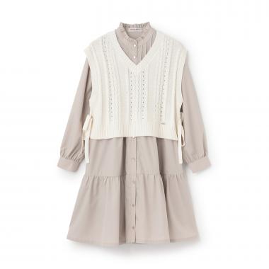 【人気商品再入荷】【直営店で取り扱い無し】ニットベスト＆ティアードワンピースセット
