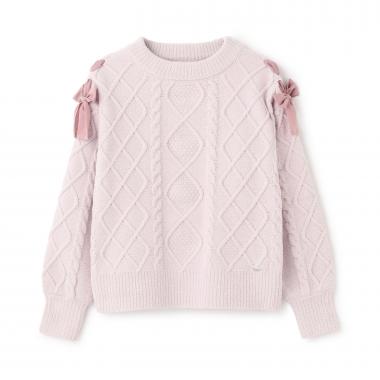 【人気商品再入荷】【直営店で取り扱い無し】肩レースアップ　ラメ入りモールニット