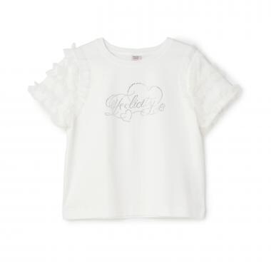 【人気商品再入荷】【直営店で取り扱い無し】袖チュールフリル半袖Tシャツ