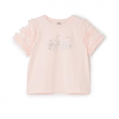 【人気商品再入荷】【直営店で取り扱い無し】袖チュールフリル半袖Tシャツ