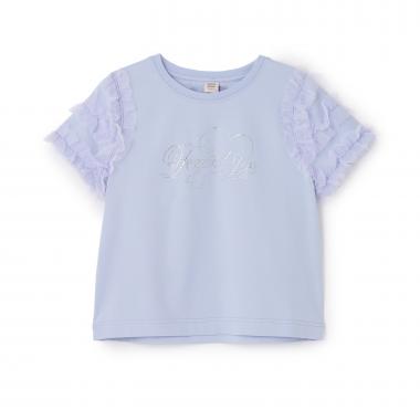 【人気商品再入荷】【直営店で取り扱い無し】袖チュールフリル半袖Tシャツ