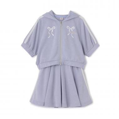 【人気商品再入荷】【直営店で取り扱い無し】ラメミニ裏毛ジップパーカ＆フレアスカパンセットアップ