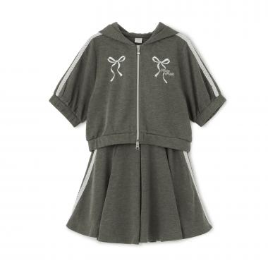 【人気商品再入荷】【直営店で取り扱い無し】ラメミニ裏毛ジップパーカ＆フレアスカパンセットアップ