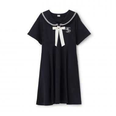 ☆彡【接触冷感】リボンつきセーラーワンピース