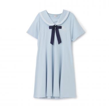 ☆彡【接触冷感】リボンつきセーラーワンピース
