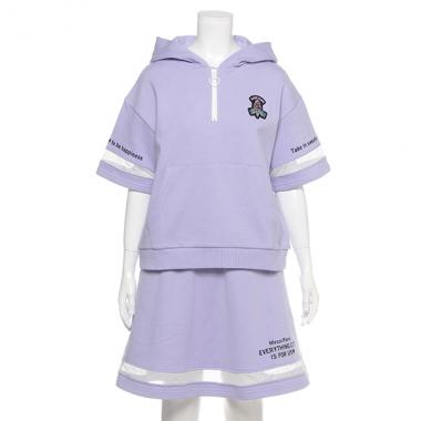 ミニ裏毛 ハーフジップメッシュ切り替えセットアップ