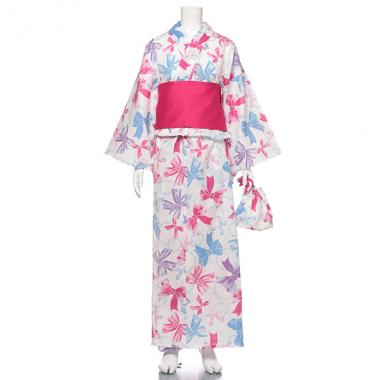 お花クリップつきリボン柄浴衣