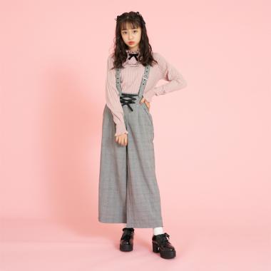 サスペンダーつきレースアップワイドパンツ