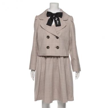 チェック柄ジャケット×サスペンダースカート×リボンタイ3点セット