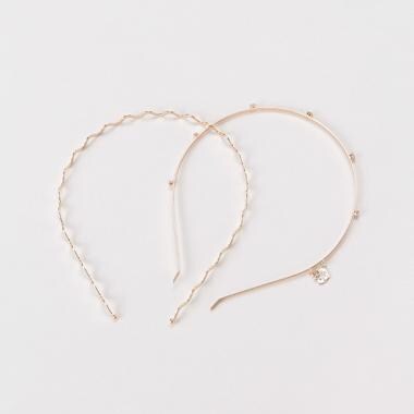 うねうね×ビジューつきカチューシャ2本セット