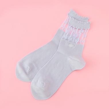 リボンストライプシアークルーソックス