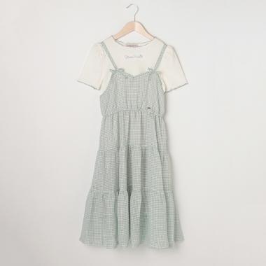 シアーギンガムワンピース＆Tシャツセット