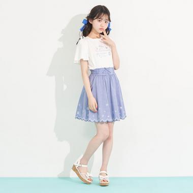 スカラップシェル刺しゅうスカパン