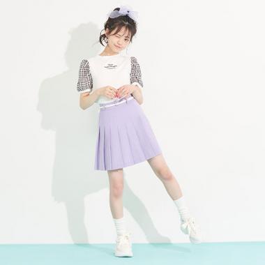 ベルトつきカラープリーツスカパン