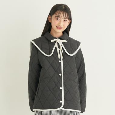 ビッグカラー付きキルティングブルゾン