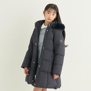 【撥水】リボンベルトガーリーロングダウン