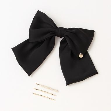 ビッグリボンバレッタ＆ヘアピンセット【日本製】