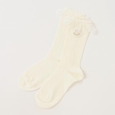 チュールレースフリルクルーソックス【日本製】