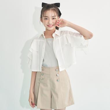 短丈フリルシャツ&タンクトップセット