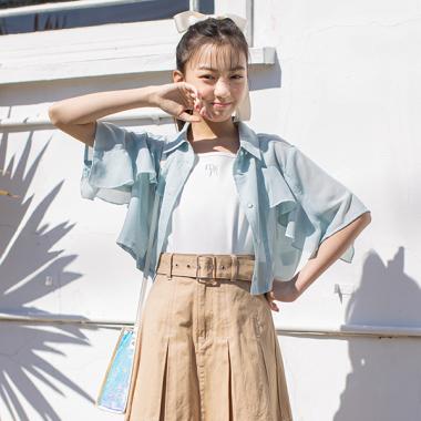 短丈フリルシャツ&タンクトップセット