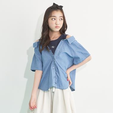 レイヤード半袖シャツ