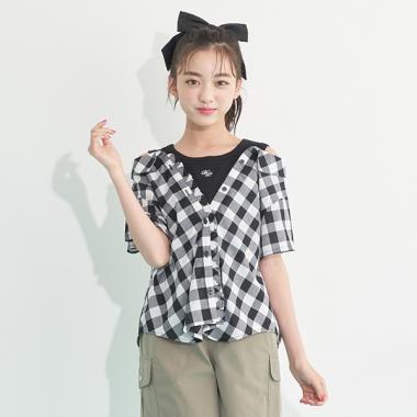 レイヤード半袖シャツ