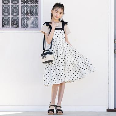 肩リボンティアードワンピース＆Tシャツセット