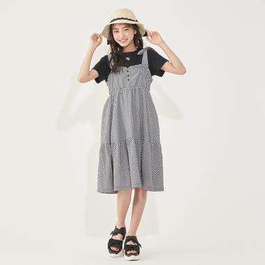 ショルダーリボンワンピース＆Tシャツセット