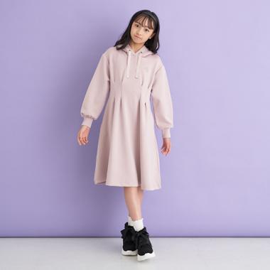 ハイウエストタック パーカワンピース