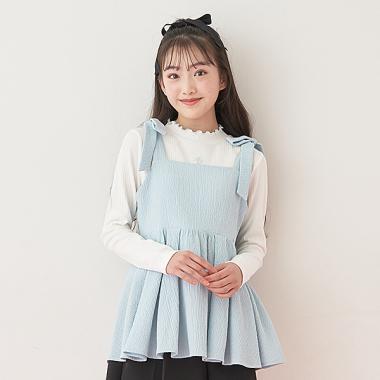 肩リボンチュニック＆長袖Tシャツセット