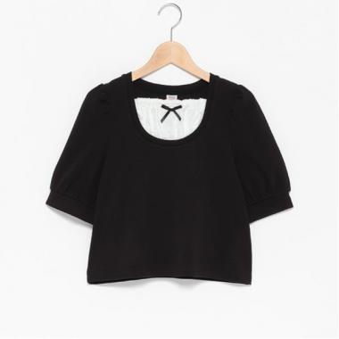 布帛切り替えTシャツ（7分丈）