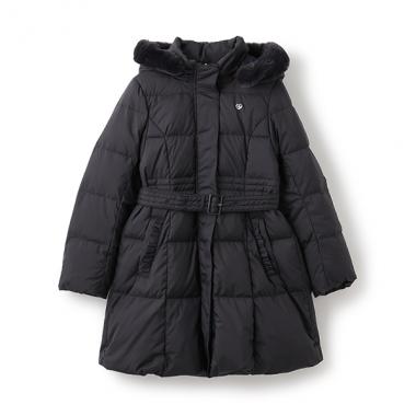 【撥水】ベルトつきリボンポケットロングダウン