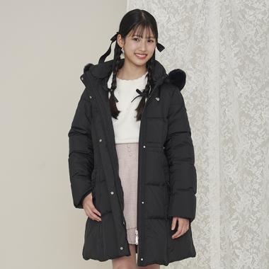 【撥水】ベルトつきリボンポケットロングダウン