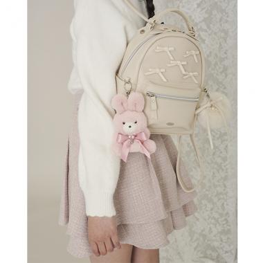 ファーぼん天チャームつきリボンいっぱい合皮リュック