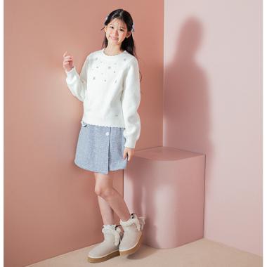 ツイード素材ラップショートパンツ