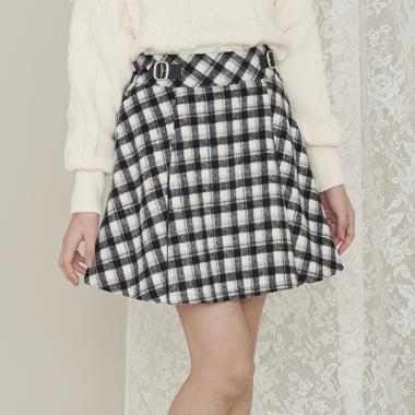 ウエストベルトシャギーチェックスカパン（暖かインナーパンツ）