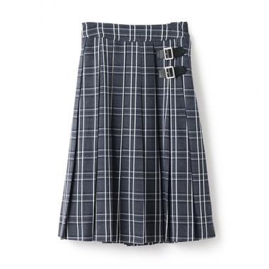 バックルベルト付きミディ丈プリーツスカート