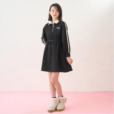 ハーフジップサイドラインワンピース