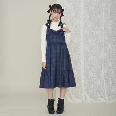 フロントリボンジャンパースカート＆Tシャツセット