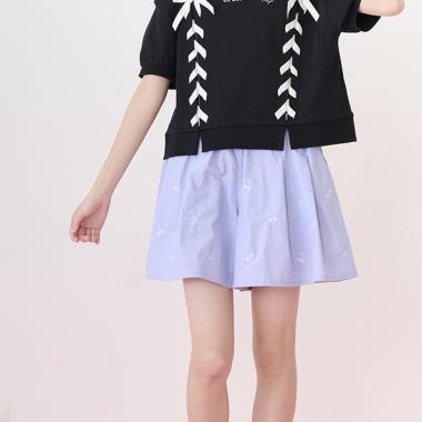 【機能素材】チェリー刺しゅうキュロット