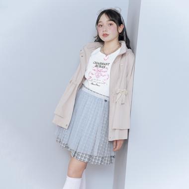 チェック柄ボックスプリーツスカパン＆チュールスカートセット