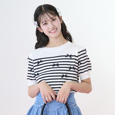 【ニコ☆プチ掲載】ボーダー＆リボンニット