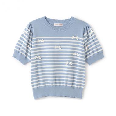 【ニコ☆プチ掲載】ボーダー＆リボンニット