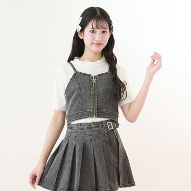 【ニコ☆プチ掲載】デニムビスチェ＆レース半袖Tシャツセット