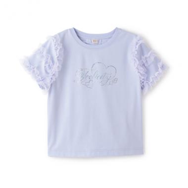 【ニコ☆プチ・Cuugal掲載】袖チュールフリル半袖Tシャツ