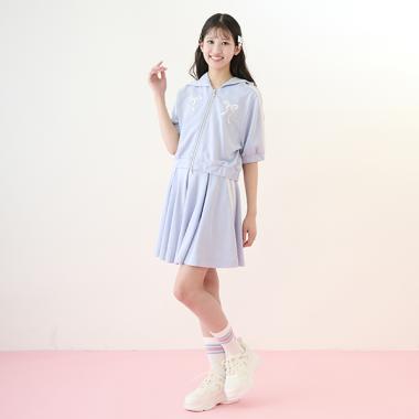 【ニコ☆プチ掲載】ラメミニ裏毛ジップパーカ＆フレアスカパンセットアップ