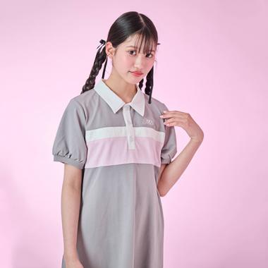 【接触冷感】切り替えポロワンピース