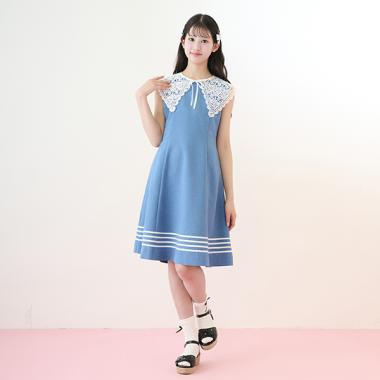【ニコ☆プチ掲載】レース衿つきマリンワンピース