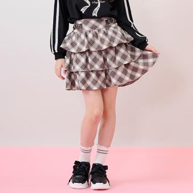 ハートバックルベルトつきティアードスカパン