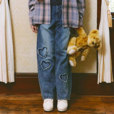 ウエスト細見えアソートデザインデニムパンツ